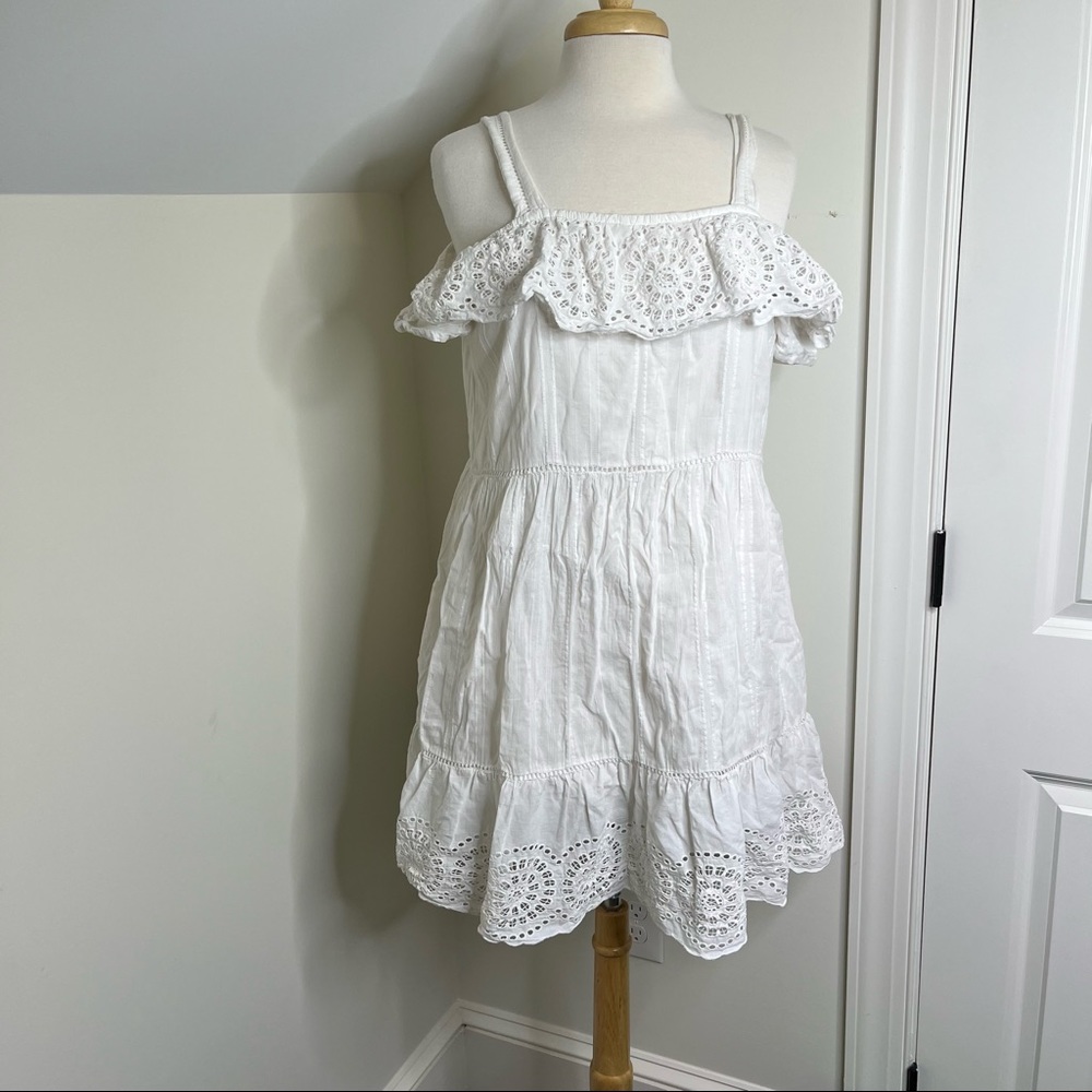 Mango Embroidered Eyelet White Babydoll dress